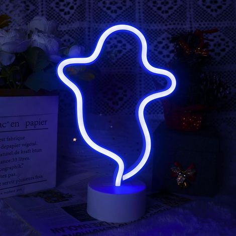 Lumière néon fantôme d'Halloween pour chambre à coucher, à piles/USB, panneau lumineux LED, décoration de Noël, anniversaire, fête, chambre à coucher (1/4)