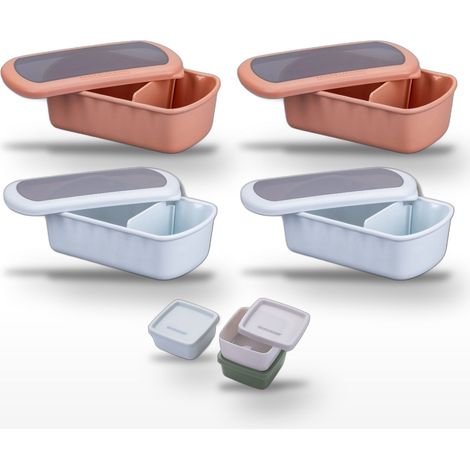 Lot de 2 Lunchbox Fackelmann Storage 1L Rouge & Bleu avec Set de 3 Boîtes à Sauce (1/5)