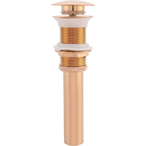 Ensemble de vidange escamotable pour lavabo de salle de bain en laiton G1 1/4" sans trop-plein (or rose) (1/5)