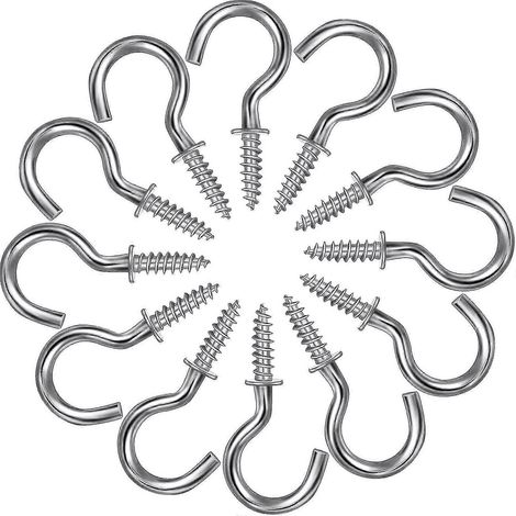 120 crochets à vis métalliques pour tasses, crochets de plafond (argentés, 1/2 pouce) - hpzx (1/5)