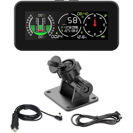 DC10v-30v GPS Inclinometre Digital Camping Car pour Les Véhicules Tout-Terrain, Inclinomètre de Voiture Numerique Compteur Vitesse Automobile avec Affichage de Coordonnées (1/5)