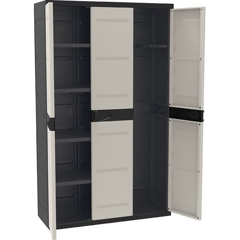 ARMADIO RESINA 3 PORTE 4 RIPIANI NGR - 105X44X176