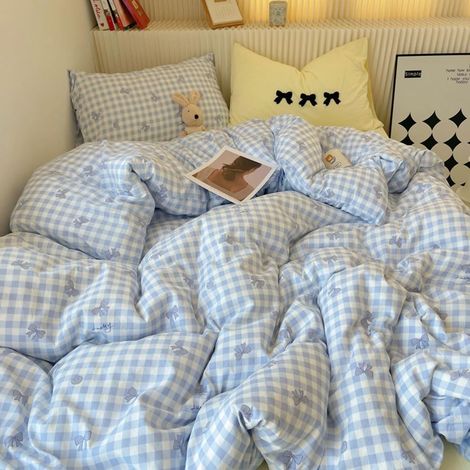 1 Housse De Couette 140x200 Cm, Motif Nœud Papillon, Microfibre Douce, Taie 65x65 Cm, Pour Lit 1 Personne