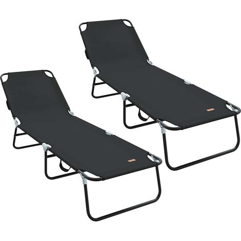 Maison Exclusive - Klappbare Sonnenliege 2 pcs Schwarz 188 x 57 x