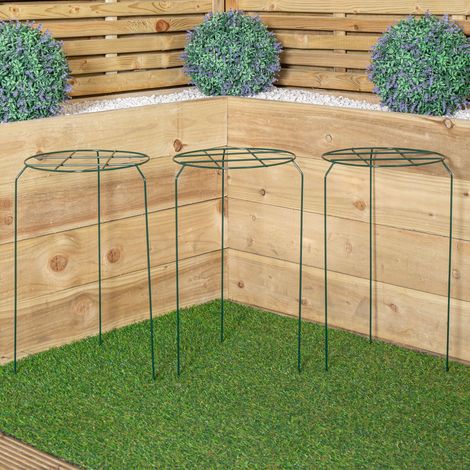 Pack of 3 Tom Chambers Urban Dark Green Metal Herbaceous Garden Plant Support Grow Through Medium 50cm x 30cm (1/5)