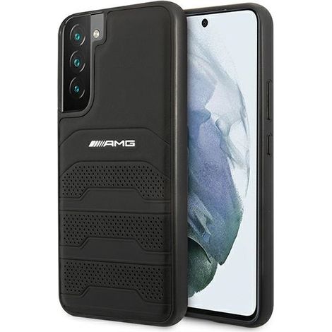 AMG AMHCS22MGSEBK S22+ S906 negro/negro estuche rígido de cuero con líneas grabadas (1/5)