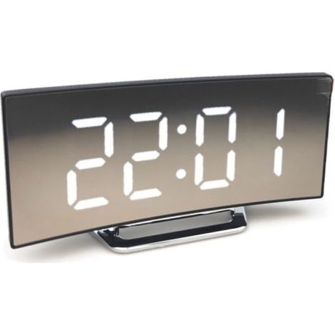 Réveil LED Miroir Silencieux Grand Écran pour Bureau Et Maison Reveil Blanc Pratique avec Base Stable (1/4)