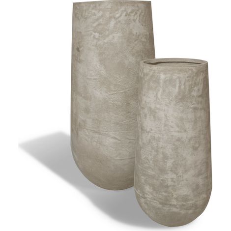 Set de 2 pots ronds en terre d'argile forme haute, FARO (1/4)