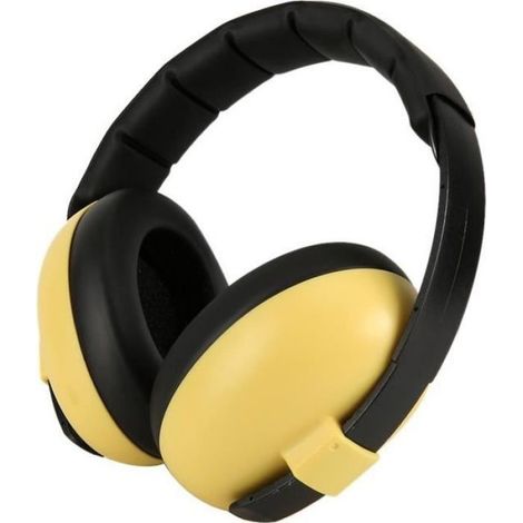 Casque Anti-bruit - Réduction Sonore 22 dB - Conception Pliable pour Bébé et Enfant - Cache-oreilles en ABS + Éponge - Jaune - 1 Pièce (1/4)