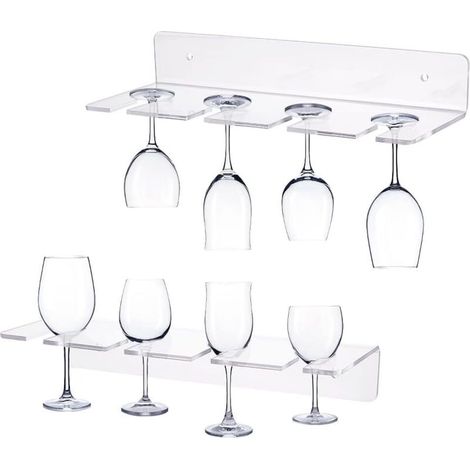 2er-Pack Acryl-Wandhalterungen für Weingläser, transparentes Weinglas-Präsentationsregal, Wandhalterung für Champagnergläser, Unterbau-Regale zur Aufbewahrung von Weingläsern, für Bar und Restaurant (1/4)