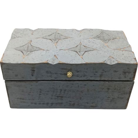 Déco Vintage - Boîte Multi Usages - 22x12x10cm - Étoile Grise- Vendu par 1