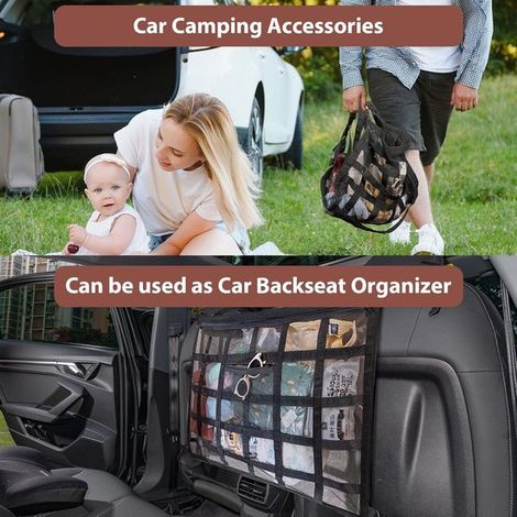 Red portaequipajes de techo para coche mejorada，31,5" x 21,6" Refuerza la capacidad de carga y deja menos espacio (1/4)