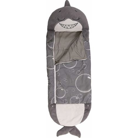 Oreiller pliant pour sac de couchage, 2 en 1, sac de couchage anti-coup de pied pour enfants, requin (1/4)