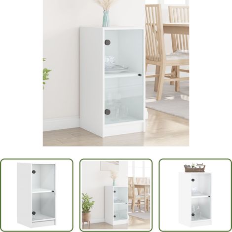 vidaXL Weiß - Beistellschrank mit Glastüren Weiß 35x37x75,5 cm (1/5)