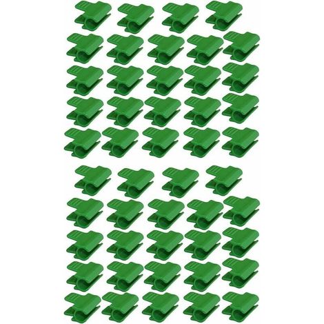 Paquete de 48 abrazaderas para mangueras de jardín, accesorios para casetas de jardín, 16 mm de diámetro exterior, estacas para plantas, clips de plástico para invernaderos, color verde. (1/5)