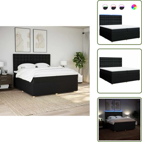 vidaXL Sommier à lattes de lit avec matelas Noir 200x200 cm Tissu (1/5)