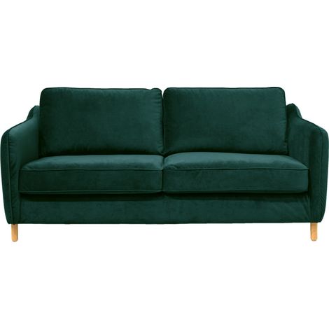 Canapé convertible ouverture express 3 places en velours - vert eucalyptus - VORNAY (1/5)