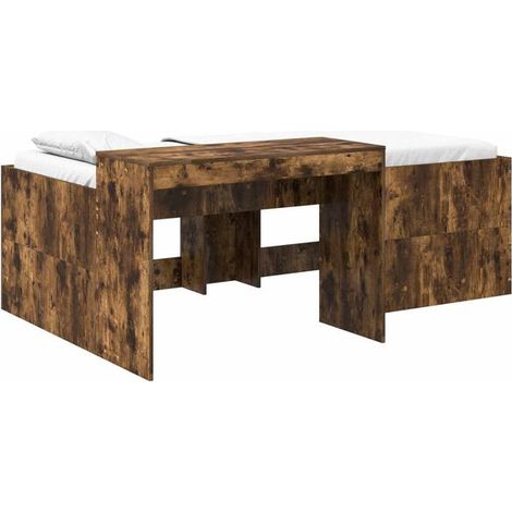 Lit haut enfant avec bureau, chêne fumé, 80 x 200 cm (1/5)