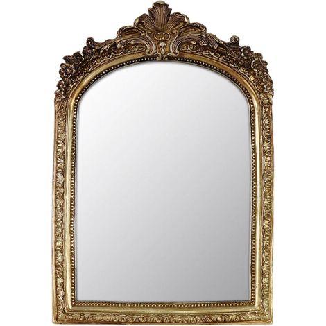 Kleiner dekorativer Bogenspiegel, Vintage-Goldharzrahmen, 17,3 x 25,4 cm, für Wand oder Tisch (Vintage-Gold, 6,8 x 25,4 cm) (1/5)