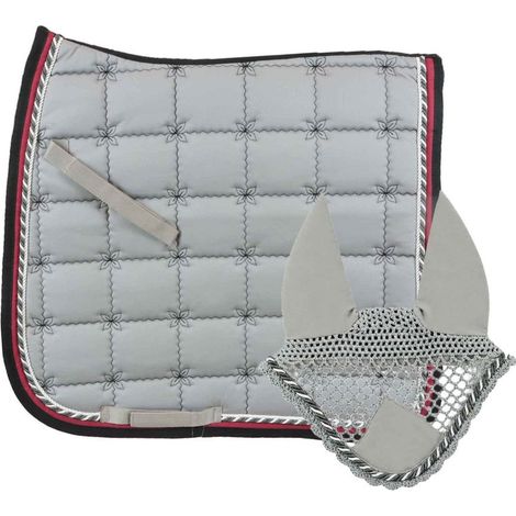 Full, FUCSIA: Sottosella da dressage modello Cassiopea trapuntatura con motivo floreale e bordino bicolore (1/4)