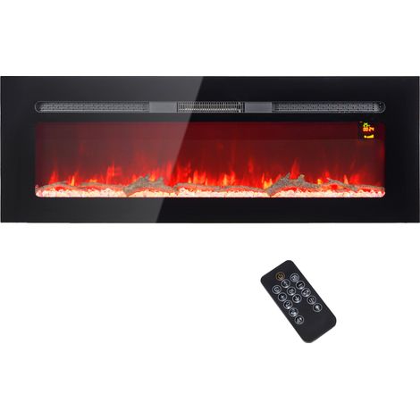 Camino Elettrico da Parete 1800W con Telecomando e Display LCD 127x15,8x45 cm Nero (1/5)