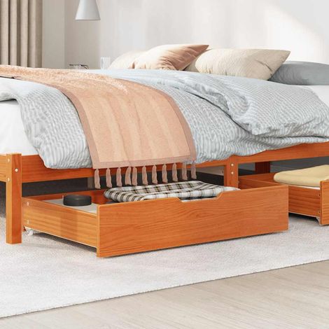 Tiroirs sous le lit 2 pcs brun cire 80x55x17 cm pin massif (1/5)