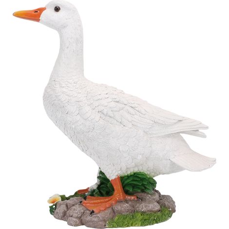 Statue d'oie de porche, Figurine de canard en résine, Sculpture animale pour intérieur et extérieur, décoration de jardin, pelouse et cour (1/5)