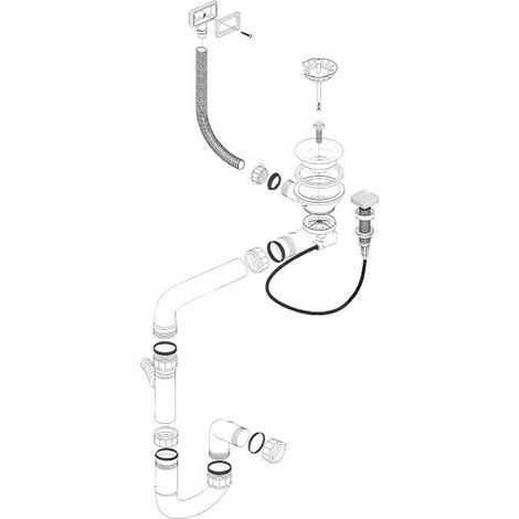 Cuisissimo – Vidage complet lavabo inox 90mm – Siphon gain de place pour évier – Évacuation automatique – Installation facile