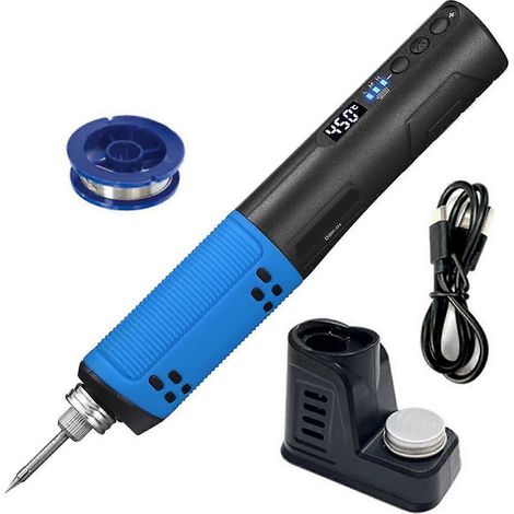 Fer à souder électrique portable sans fil USB avec affichage numérique LED, stylo à souder rechargeable, outil bleu (1/5)