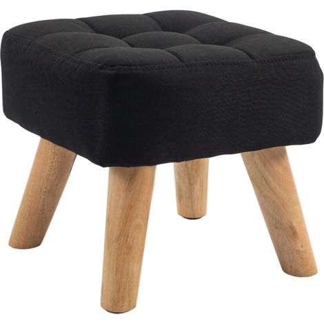 HOMCOM Modern Footstool, Fabric Foot Rest with Rubber Wood Legs, Black