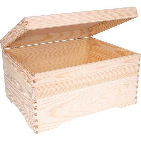 Grand Coffre de Rangement en Bois 40 x 30,5 x 24 cm