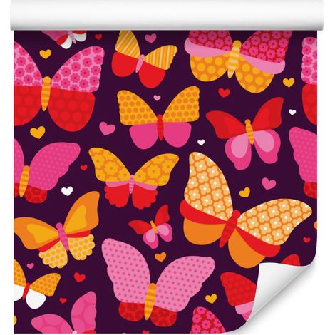 Papel pintado de mariposas y puntos de colores para salón y dormitorio, 50x1000 cm. (1/5)