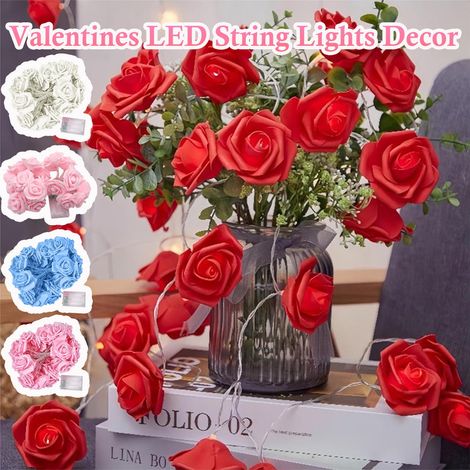 Guirlande Lumineuse En Forme De Rose - 6,0 M - LED Blanc Chaud - Décoration Intérieure Romantique Pour Mariage Fête Maison - 1 Pièce (1/5)