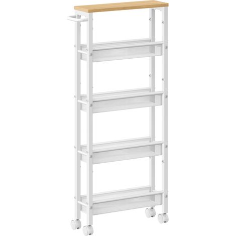 Vasagle – Desserte de cuisine 5 niveaux – Étagère à roulettes en acier – Dimensions 13x45,4x99,6 cm – Capacité 12,5 kg – Pour petits espaces