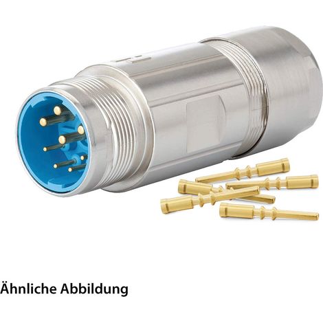 HUMMEL SET inkl. Kontakte M23 Leistung Kupplungssteckverbinder, Crimpeinsatz gerade Polzahl 3+5+PE, Stift Klemmbereich 7,0mm - 12,0mm - 1 Stück