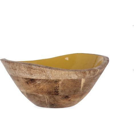 Ciotola Thara irregolare in legno di mango smaltato cm 24x21x11h