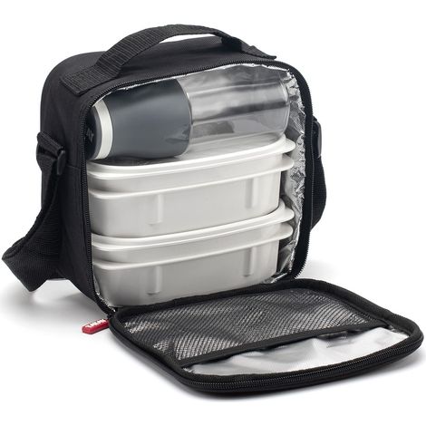 TATAY Borsa Termica Porta Pranzo, 3L Capacità, con 2 Contenitori Alimentari da 0.5L e una Bottiglia Ermetica da 400ml, Senza BPA, Colore Nero, 22.5 x 10 x 22 cm (1/5)