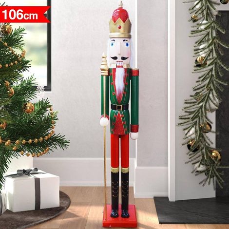 TRADE SHOP - Soldato Schiaccianoci Di Natale In Legno Altezza 106cm Decorazioni Natalizie - (1/2)