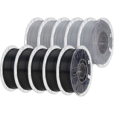Filamento PLA per stampanti 3D, stampa ad alta velocità, riconoscimento automatico del colore, 5 neri 5 grigi (1/2)