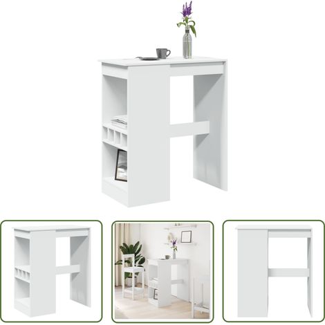 vidaXL Bartisch mit Regal Weiß 90x47,5x103,5 cm Holzwerkstoff (1/5)