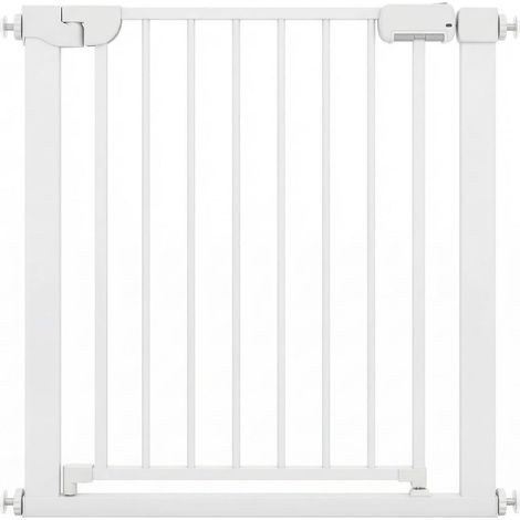 COSTWAY Cancelletto di Sicurezza per Bambini, Sistema di Chiusura Automatica, 75-82 cm,Bianco (1/5)