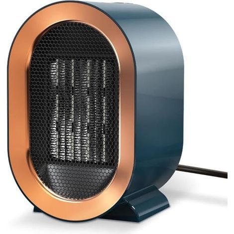 Mini calefactor eléctrico de bajo consumo, calefactor con ventilador, calefactor auxiliar, 2 modos, adecuado para sala de estar, dormitorio y baño (azul). (1/5)