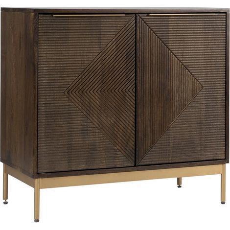 Zaine Carving Small Sideboard - Mango Wood - L40 x W80 x H76 cm - Dark Finish - Assembly Required