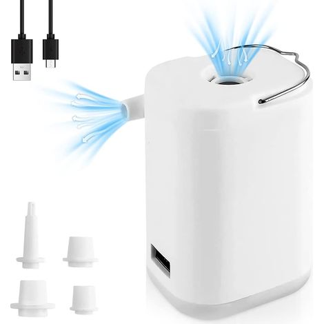 Bomba de aire eléctrica, mini bomba de aire portátil compacta recargable por USB con luz para colchón de aire, piscina, piscina infantil, camping (1/5)