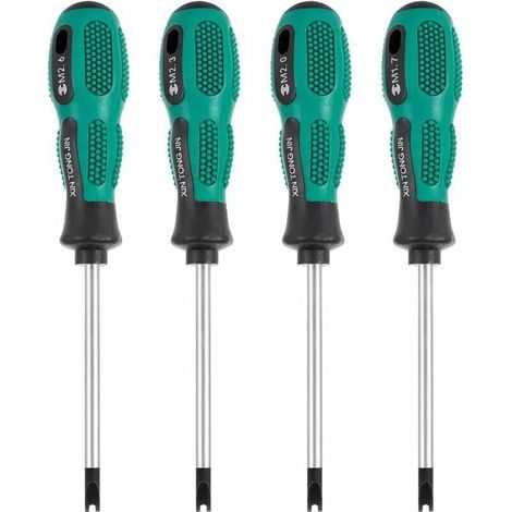 Jeu de 4 embouts de tournevis, tournevis magnétique CR-V à fente en U, kit d'outils à main multifonctions (1/4)