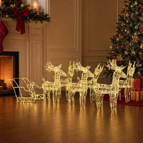vidaXL Reindeers & Sleigh Christmas Decoration 320 LEDs Acrylic (1/5)