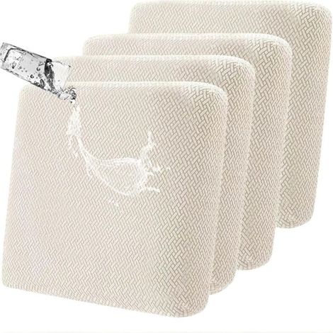 ZVD-Housse de coussin de canapé imperméable, housse de coussin d'extérieur souple et hautement élastique pour enfants et animaux ,(lot de 4) (blanc cassé) (1/4)
