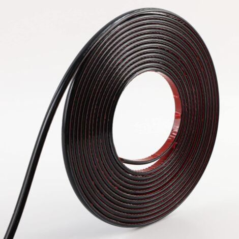 Self-adhesive decorative strip, 10 meters long, 8 mm thick, black, suitable for walls, floors, furniture and tile edges. (1/5)