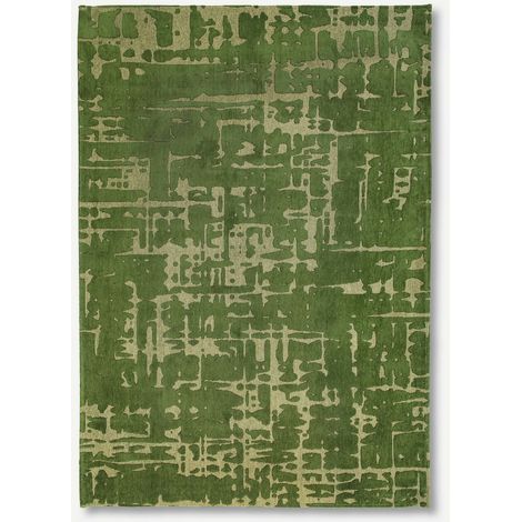 BAOBAB-DESIGN – STRUKTURIERTER TEPPICH MIT SAMTEFFEKT – Hergestellt in Belgien  – Handgefertigt – Natürliche Rutschfestigkeit – 100 % Polyester – Perrier's Green – 80 x 150 cm (1/5)