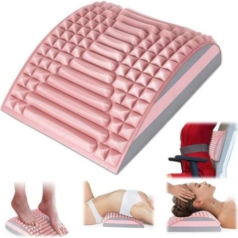 Appareil de Massage du Dos et de la Nuque - Back Stretcher Relaxation, Correction de la Colonne Vertébrale, Étirement du Dos (Rose) (1/4)